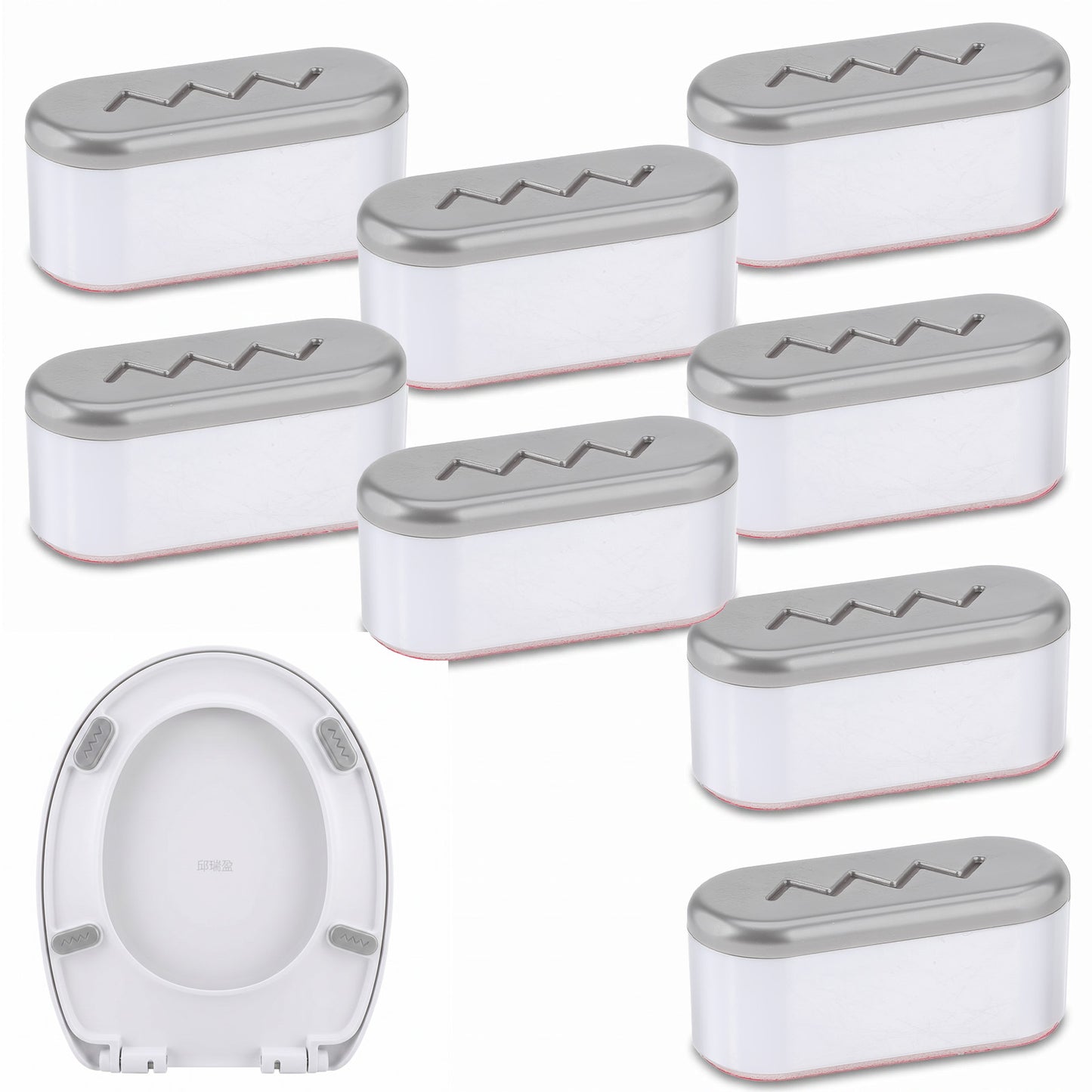 8 Pack Toilet Seat Bumpers for Bidet, Strong Adhesive Spacers Toilet Lid Rubber Bumpers Universal Fit, Evenly Distributes Weight to Prevent Seat and Bowl Damage (White)