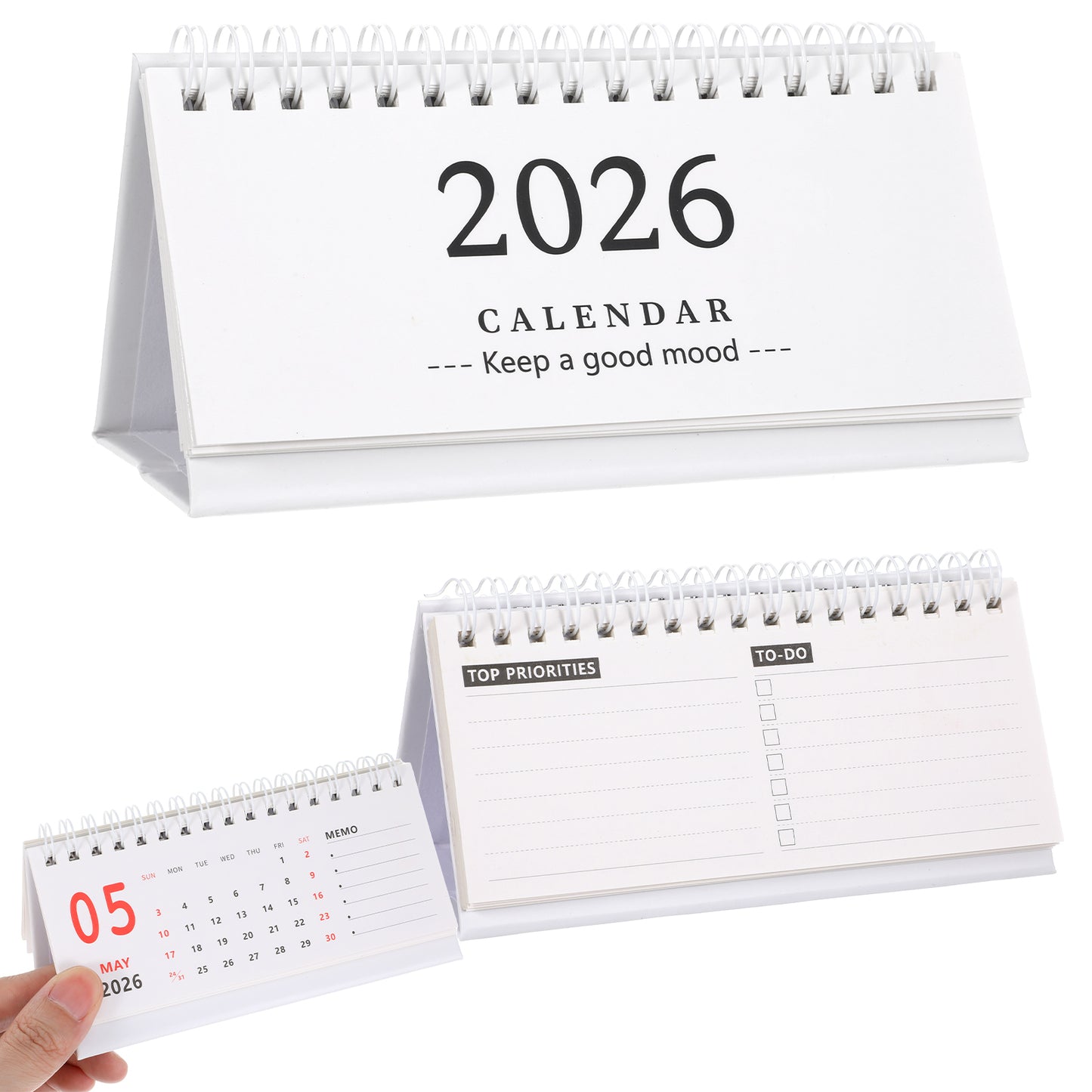 Tyqour Mini Desk Calendar 2025-2026, Monthly Calendar 2025.7-2026.12, Flip Office Small Standing for School, Home, and Office (White)