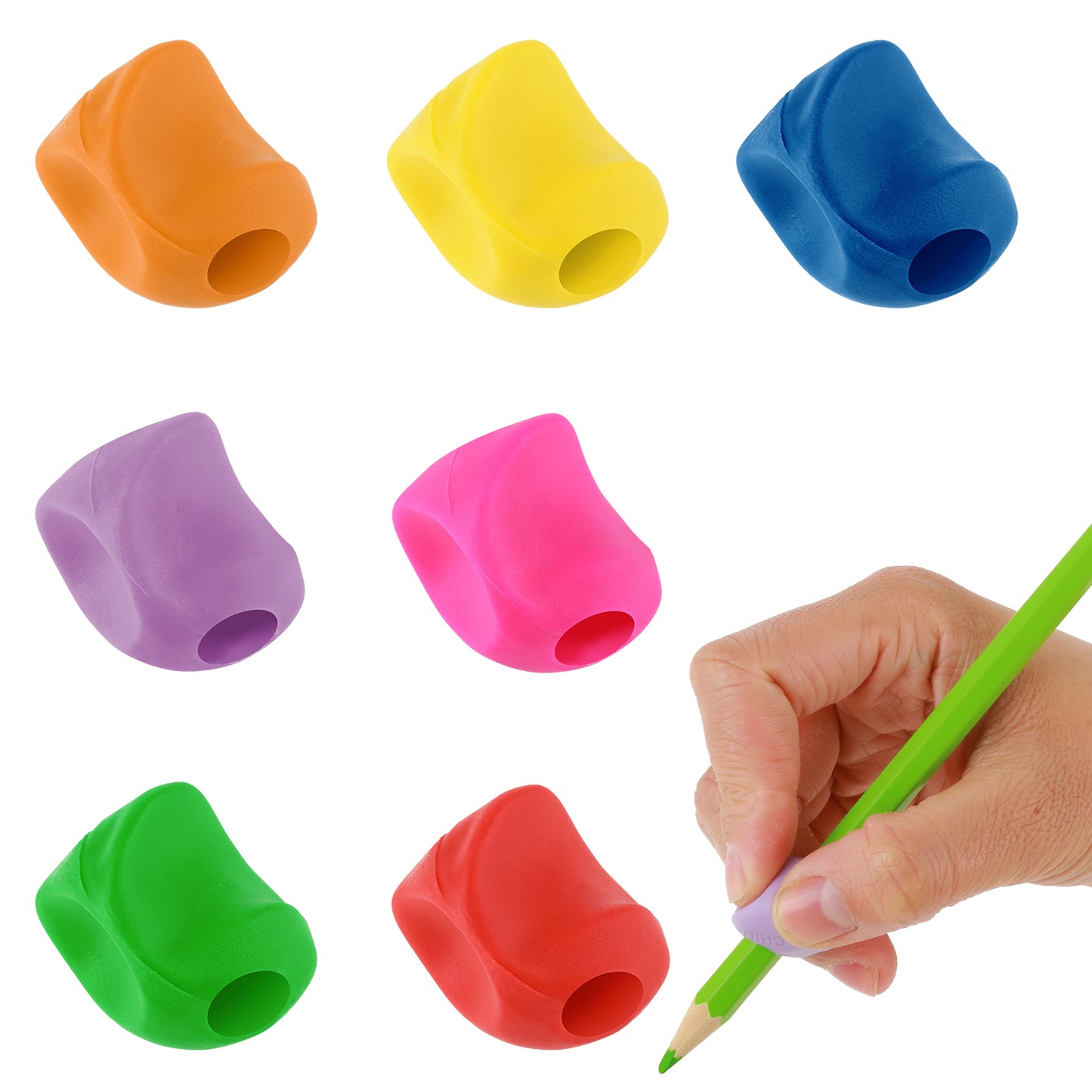 Mabor 7Pcs Pencil Finger Grips for Kids Pencil Grippers for Kids Handwriting Ergonomic Pencil Holder for Kids Posture Training Writing Aids for Preschooler Toddler Kindergarten