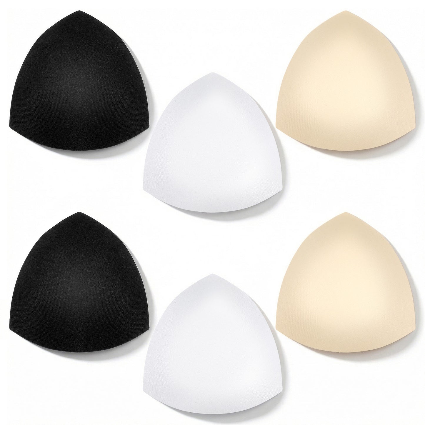 Nogeqi 3 Pairs Bra Insert Pads, Bra Padding Insert, Triangle Sports Bra Pads Inserts, Lift Up Washable Bras Padding for Swimsuit Suit Dresses Bralettes (Thin) Black White Beige