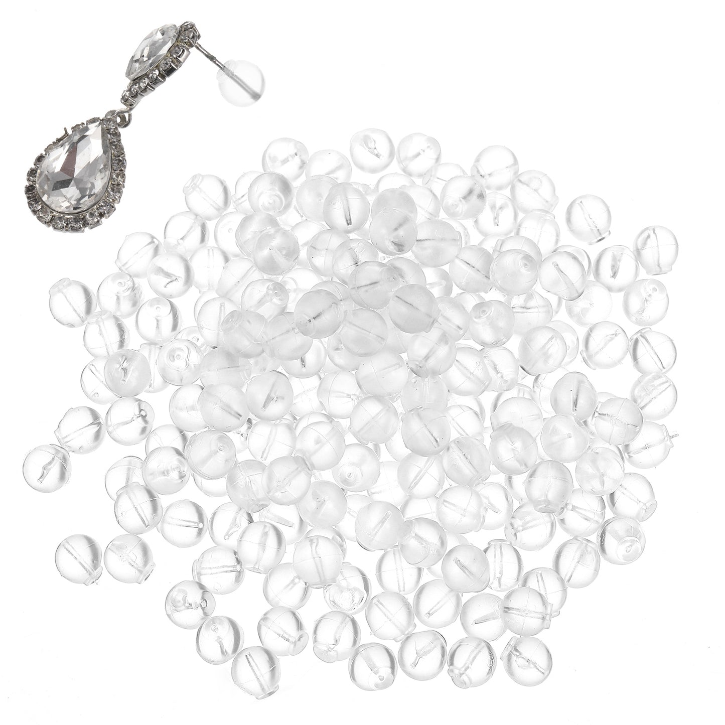 Nogeqi 200 Pcs Silicone Earring Backs,Round Earring Backings,Flat Backs for Earrings,Clear Earring Flat Backs,Anti-Drop Earrings,Earring Making Supplies for All Types of Earrings(Half Pierced)