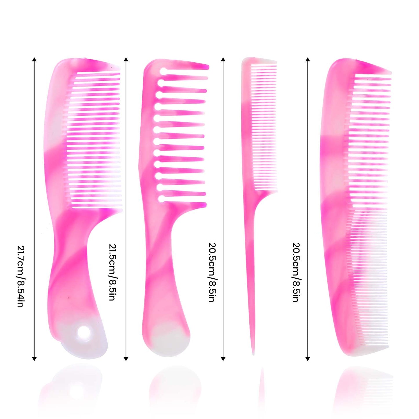 Mabor 4 Pcs Hair Combs for Women Set for Hairstyling and Detangling Wide, Fine, Parting Rat Tail, Hairdressing, Double-Wide Combs for Women and Men Shower Wet Wavy Thick Curly Hair
