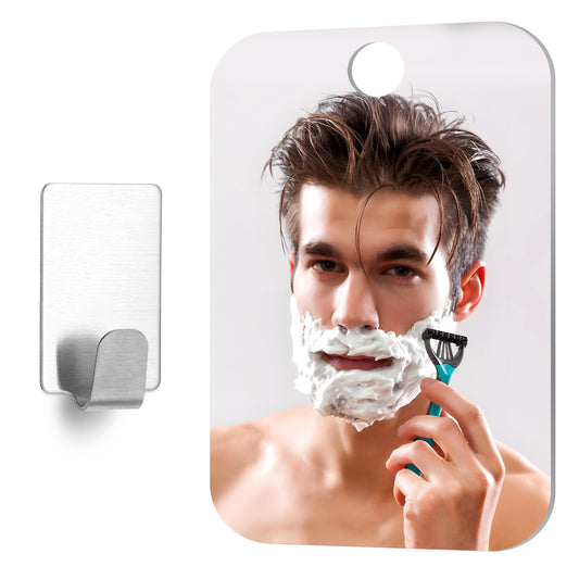 Tyqour Shower Mirror Fogless for Shaving, 8 x 10inch Wall Hanging Shower Mirror, Portable Travel Camping Mirrors, Fogless Mirror for Shower, Unbreakable Shower Little Mirror for Camping Traveling