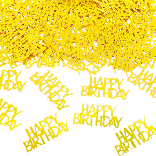 100PCS Happy Birthday Confetti, Gold Party Confetti Metallic Glitter Table Scatter with Letter Shapes for DIY Crafts Festive Table Decoration