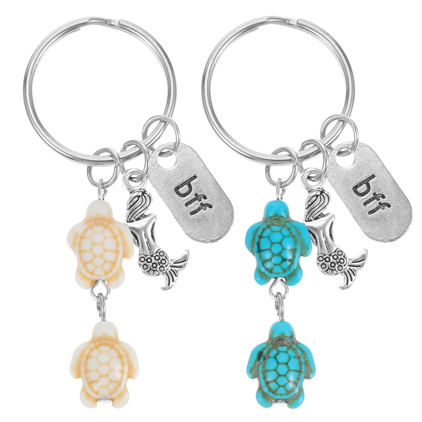 Tyqour 2 Pcs Travel Turtle Keyring Sea Turtle Keychain Decor Turtle Key Chain for Turtle Lovers Key Chain Charm for Ocean Animal Lover Sea Turtle Gifts for Women(Blue and Beige)
