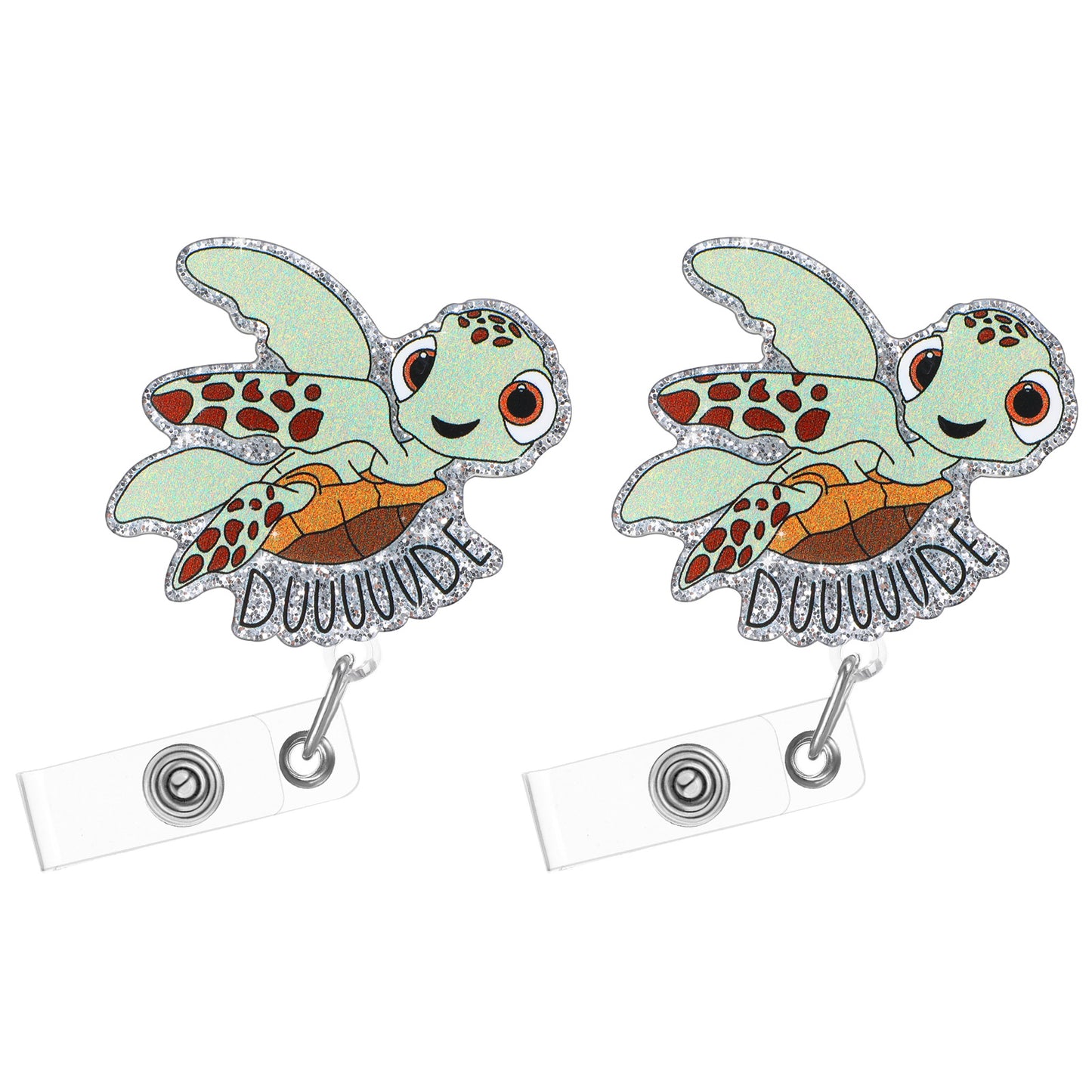 Tyqou 2pcs Funny Turtle Badge Reels Retractable Cute Sea Turtle Nurse Badge Holder Badge Reel Badge Accessories for Medical Assistant, Doctor, Teacher, Student, Office Worker, Pediatric, ID Clip