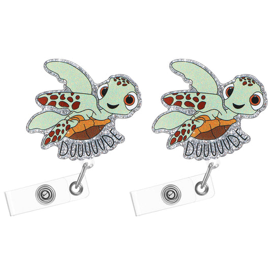 Tyqou 2pcs Funny Turtle Badge Reels Retractable Cute Sea Turtle Nurse Badge Holder Badge Reel Badge Accessories for Medical Assistant, Doctor, Teacher, Student, Office Worker, Pediatric, ID Clip