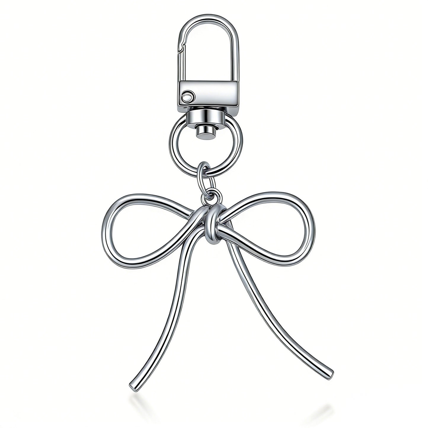 Ymapinc Cute Silver Bow Keychain for Tote Bags, Bag Accessories for Handbags Purse Wallet Car Key Decor with 360°Swivel Keychain Clasp