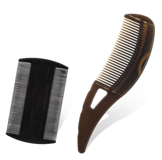 2 PCS Scalp Comb Stainless Steel Dandruff Comb Hollow Fine Tooth Hairbrush for Scalp Massage, Refreshing and Dandruff Remover, Dirt Removal, Comfortable Psoriasis Sweep Detoxing Comb for Women Men