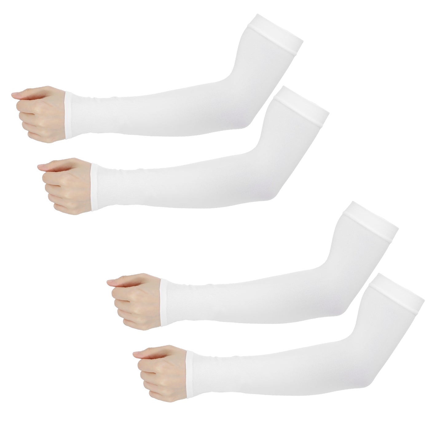 Ouligay 2 Pairs Arm Sleeves for Men Women UPF 50 UV Sun Protection Arm Sleeves Cooling Sport Compression Tattoo Cover Up Sleeve(white)