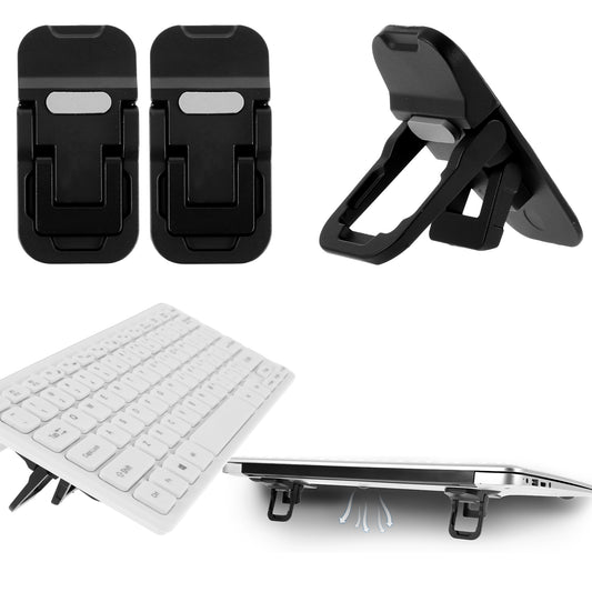 2 Pcs Keyboard Tilt Stand for Desktop Mini Laptop Stand for Desk Portable Computer Tablet Riser Tray Adjustable Soporte Para Laptop Holder with 2 Angle Settings and Self-Adhesive Foldable Feet, Black