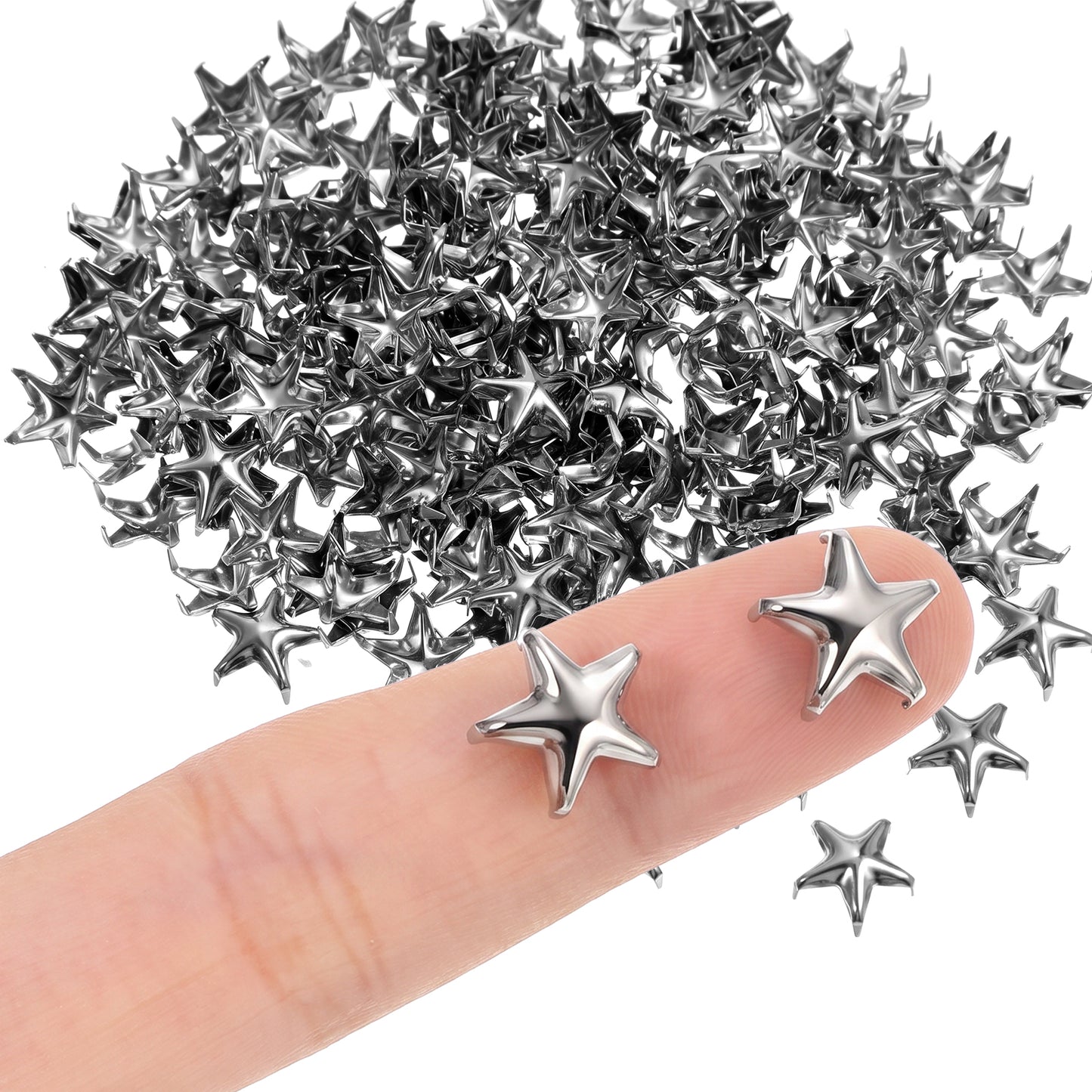 Chsoejuf 200PCS 10mm Small Star Studs for Clothing Silver Metal Punk Rivets
