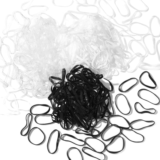 1800Pcs Tiny Hair Ties Shimmeroo Small Elastic Hair Ties Clear Rubber Bands for Women Girls Braceslets Braid,Transparent,Brown and White 600 Pieces of Each Color
