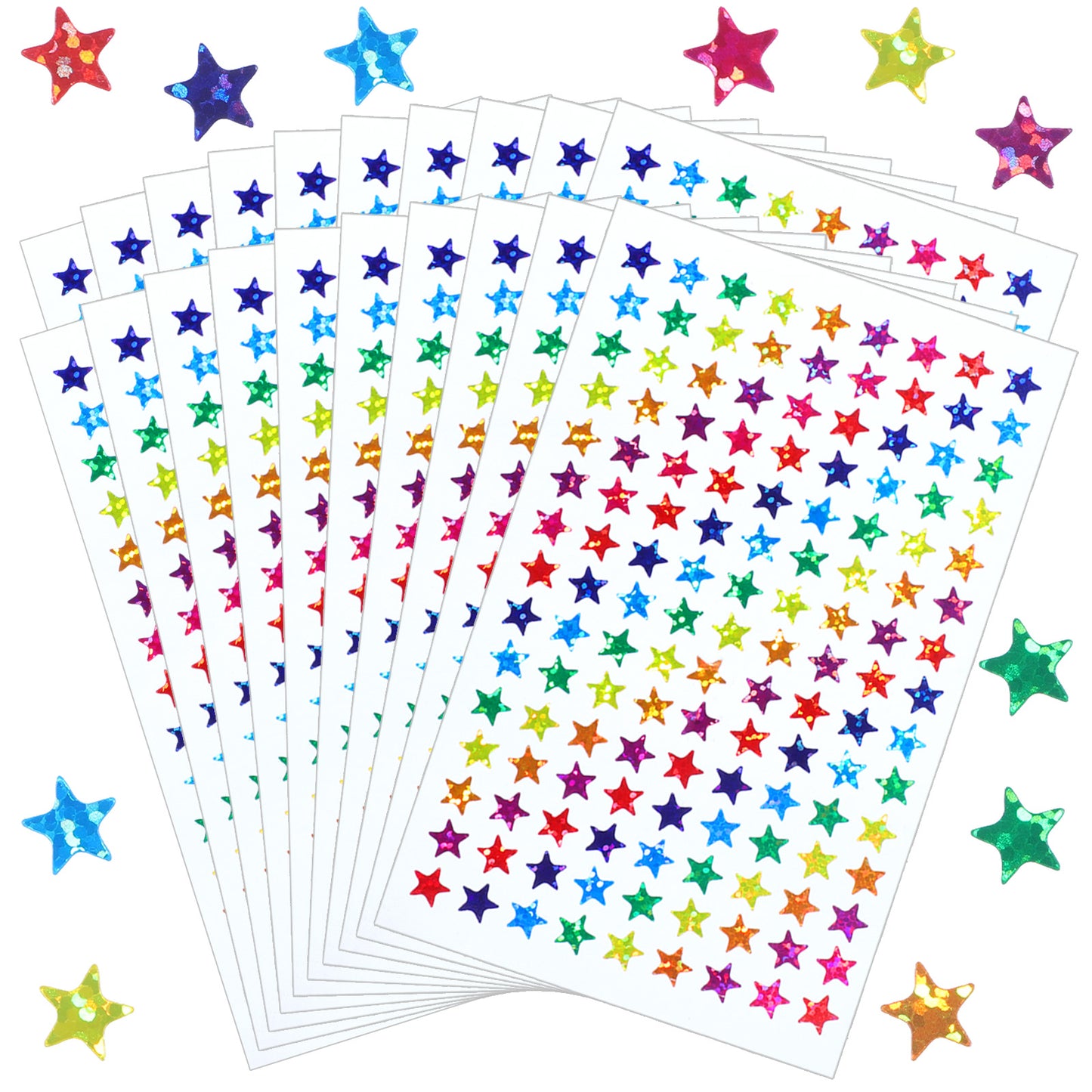 Ouligay 2700 PCS 0.3" Small Star Stickers for Kids Reward, Colorful Holographic Stickers Sparkly Mini Star Sticker for Behavior Chart, Student Planner, School Classroom Teacher Supplies, DIY