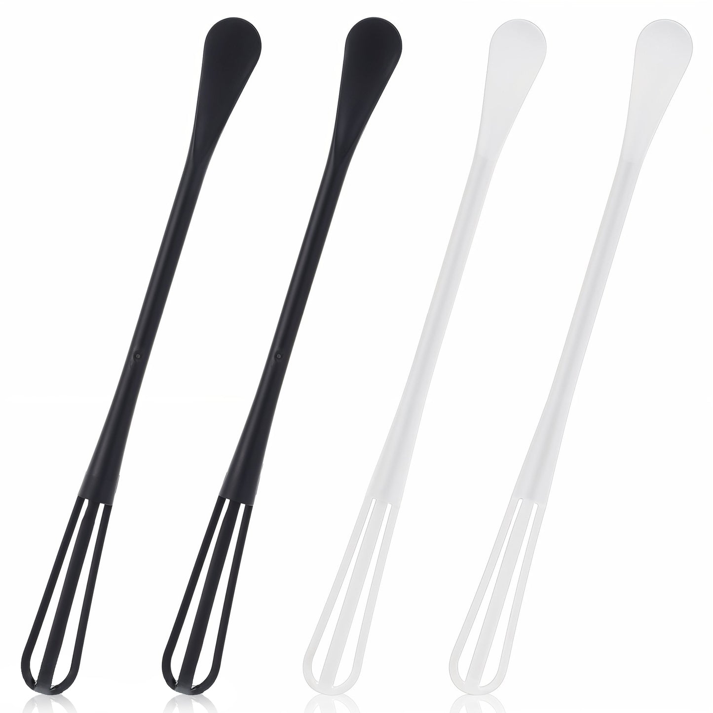 Mabor 4 Pcs Mini Whisk and Spoon, 8.6in 2 in 1 Multifunctional Mini Whisks for Cooking, Small Whisk for Whisking, Beating, Blending, Mixing Sauces