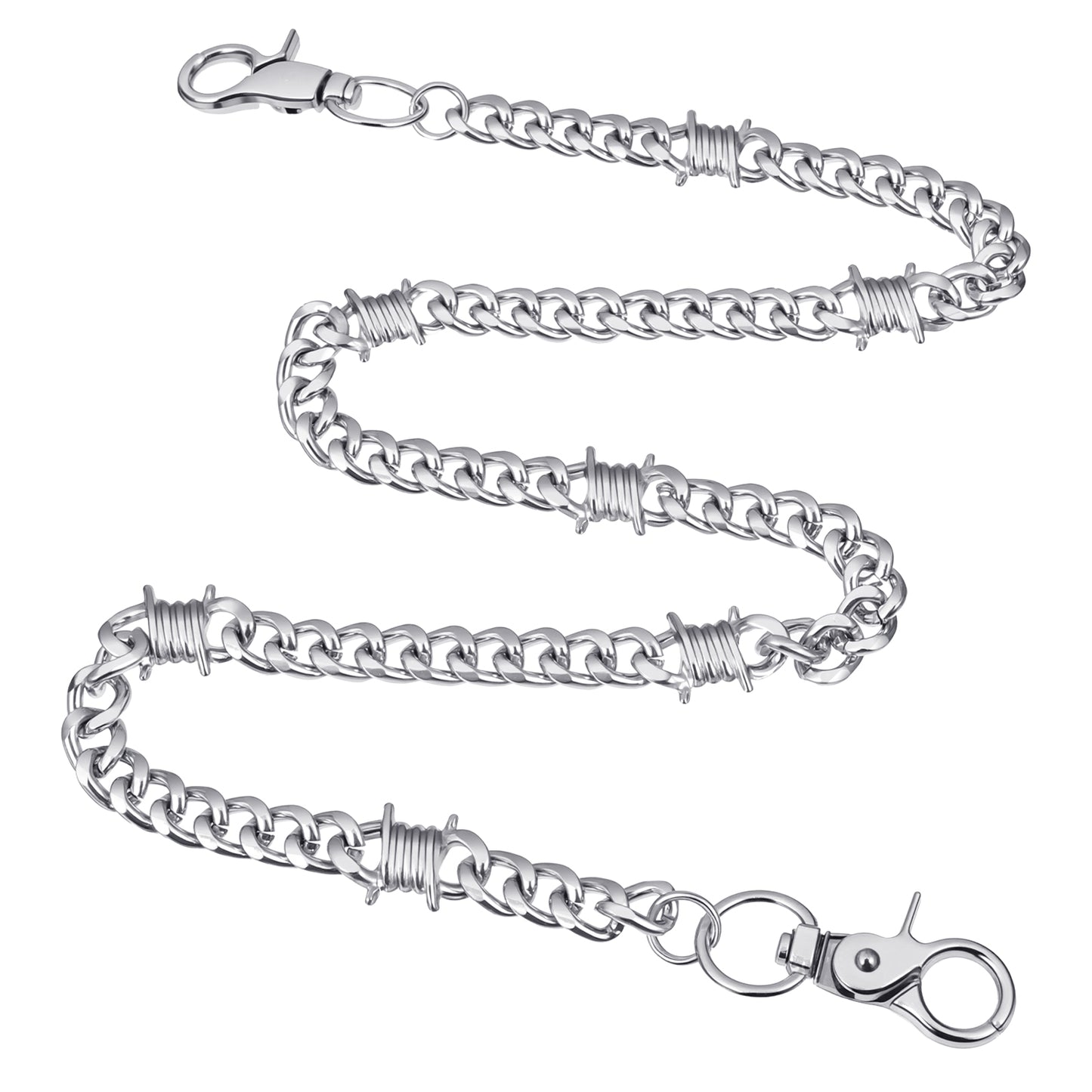 Sorcristy Silver Biker Wallet Chain, Heavy Duty Aluminum Alloy Pocket Chain with Round Clasp for Men, Jeans, Pants, And Motorcycle Clothing Accessories