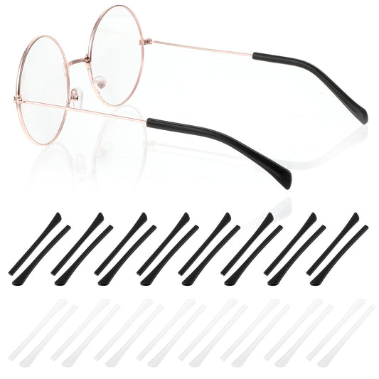 20 Pcs Eyeglass Replacement Temples, Silicone Anti-Slip Ear Sock Pieces Tube Sleeve for Thin Metal Eyeglass Legs, Universal Fit for Sunglasses and Reading Glasses