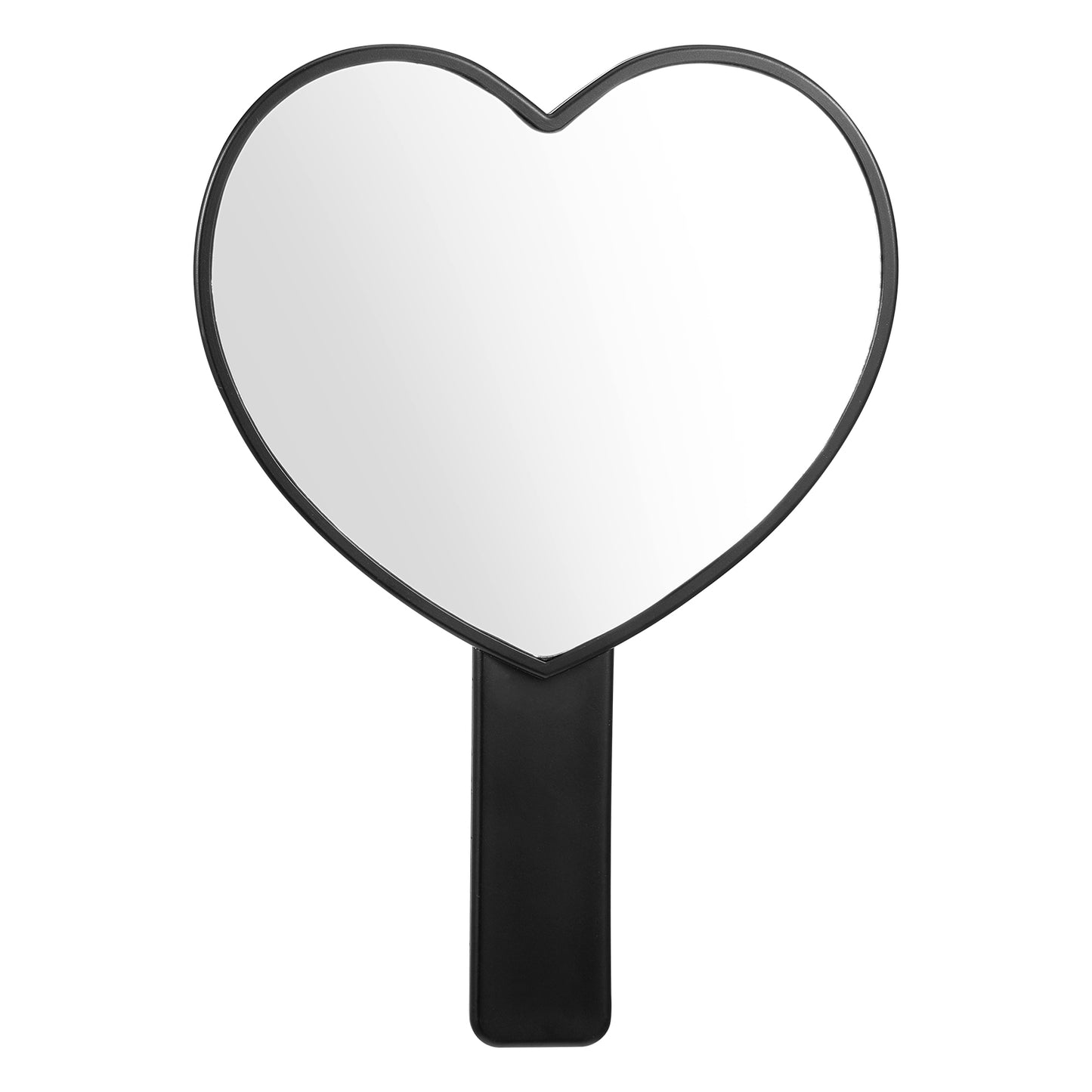 Chsoejuf Large Heart-Shaped Handheld Mirror with Handle 7.3x5 Inch(Black)