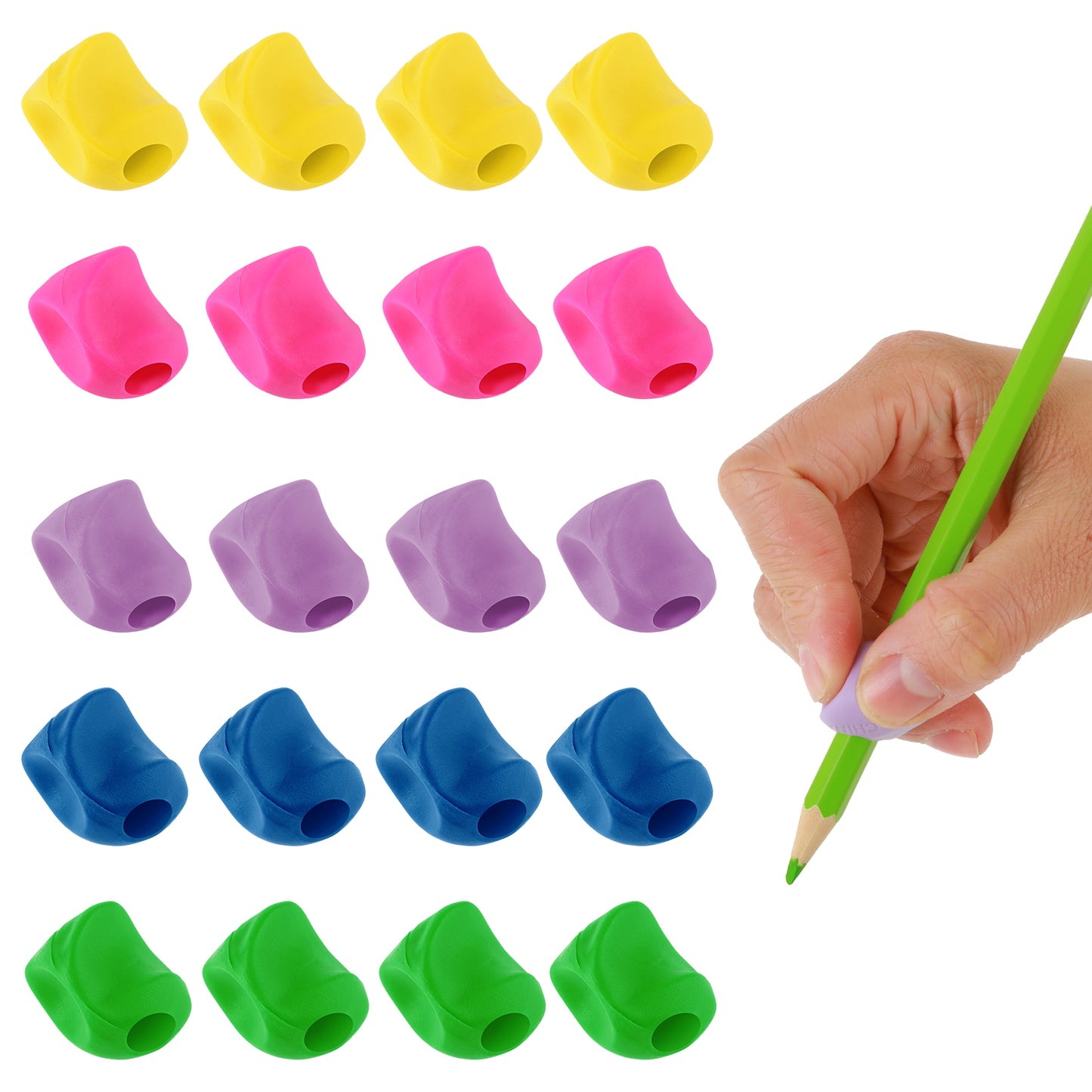 Mabor 20Pcs Pencil Holder for Kids Pencil Finger Grips for Kids Pencil Grippers for Kids Handwriting Ergonomic Posture Training Writing Aids for Preschooler Toddler Kindergarten