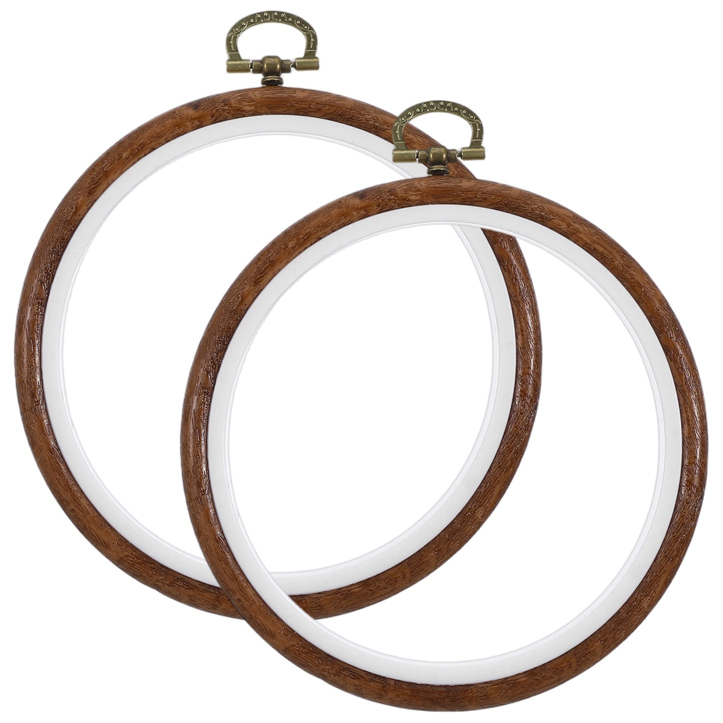 Ouligay 2pcs Embroidery Hoops, 5 Inch Wood Embroidery Frame with Ring, Small Embroidery Hoop, Round Cross Stitch Hoop for Embroidery Art Craft Handy Sewing Decoration