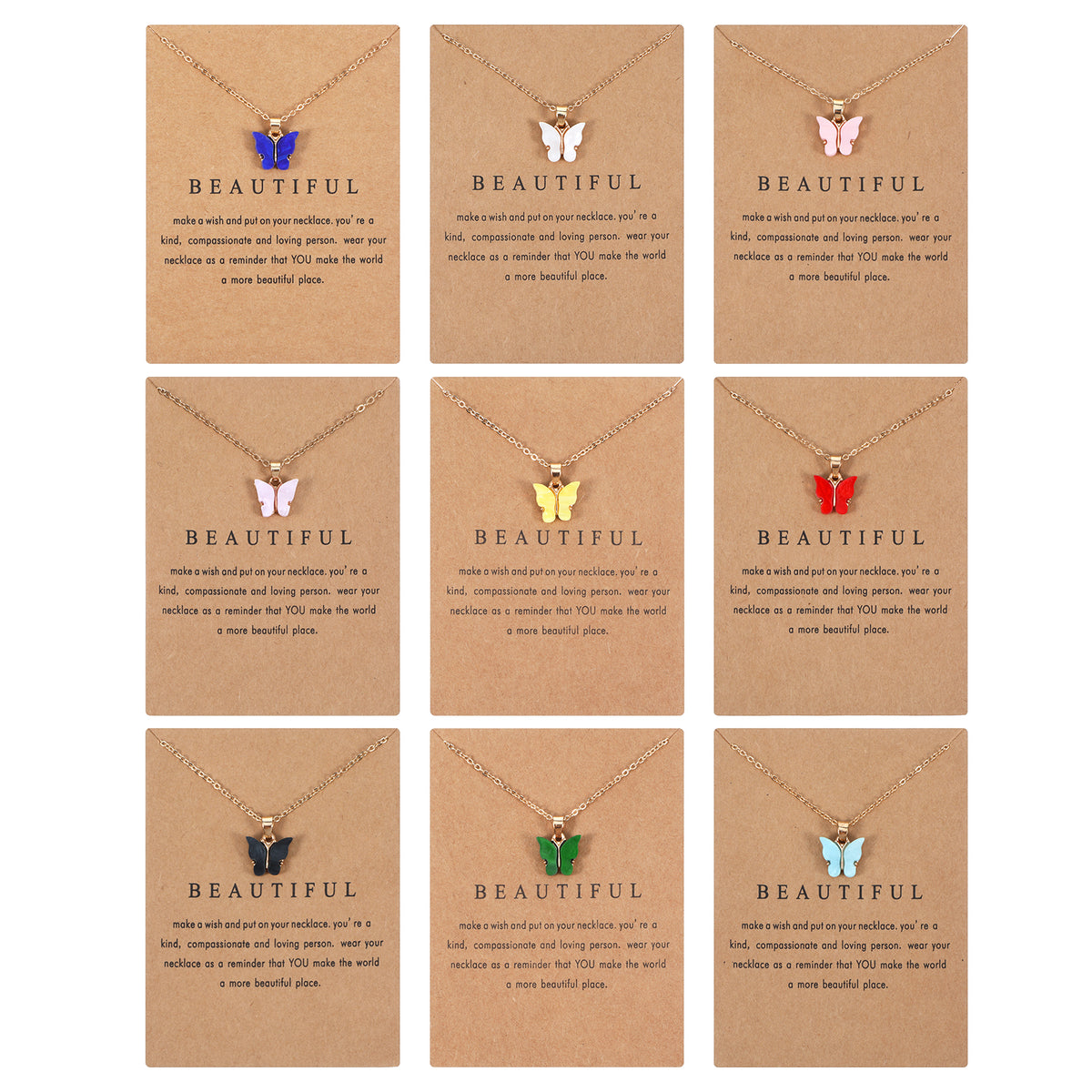 RAHHLIZS 9pcs Butterfly Necklaces For Women
