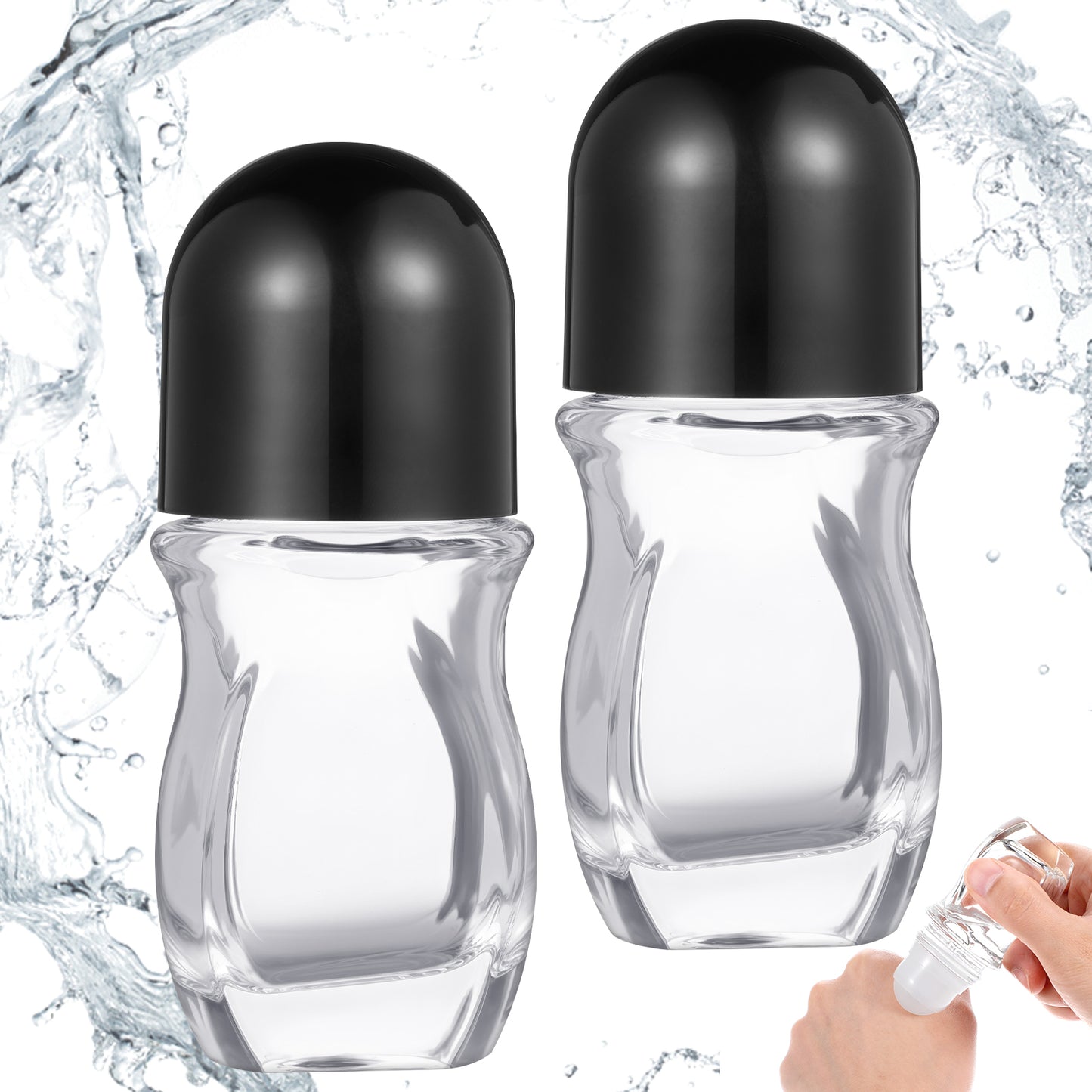 Tyqour 2pcs Glass Roller Bottles for Oils 30ml Empty Rollerball Bottles, Oil Roller Bottles with Cap, Perfume Rollerball Empty, Deodorant Roller Bottle Empty for Essential Oils Perfume