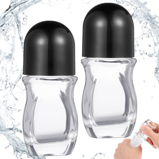 Tyqour 2pcs Glass Roller Bottles for Oils 30ml Empty Rollerball Bottles, Oil Roller Bottles with Cap, Perfume Rollerball Empty, Deodorant Roller Bottle Empty for Essential Oils Perfume