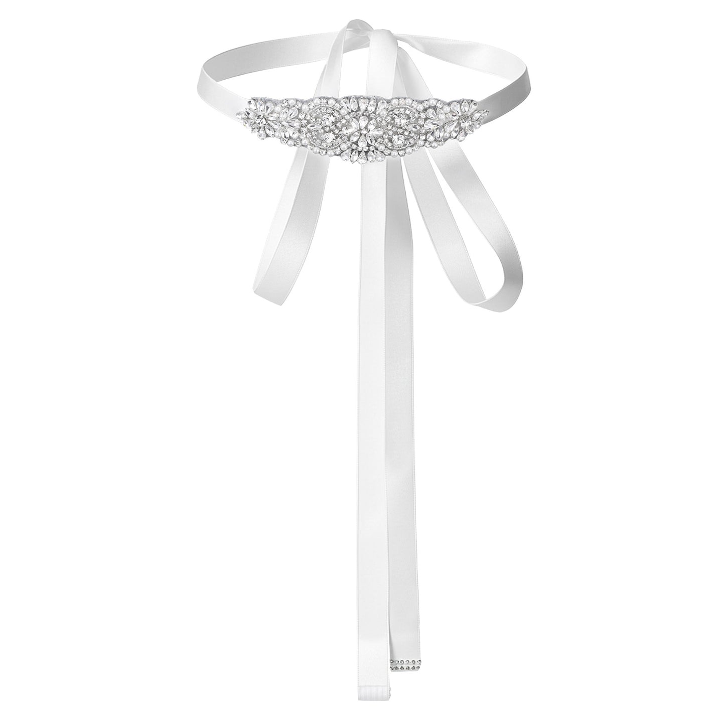 Matwsec Bridal Rhinestone, Adjustable Rhinestone Belt for Women Wedding Waist Belt, Sparkly Crystal Sash for Bridal Gown Bridesmaid Prom (Silver)
