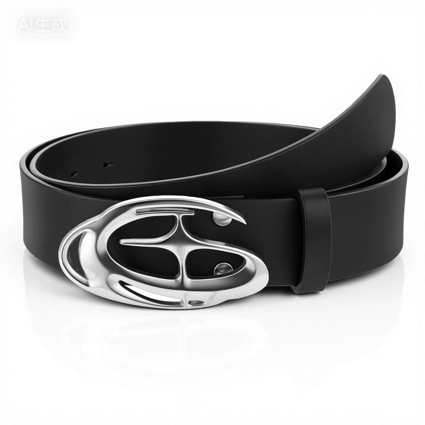 Matwsec 1PCS Black Leather Belt with Silver Buckle Women, Y2k Black Belt for Jeans Dresses Pants Fashion Ladies Casual Fashion Waist Belts