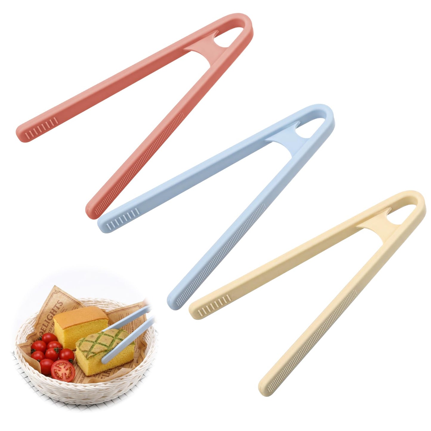 3Pcs Silicone Mini Tongs Small Serving Tongs 14cm 3 Colors