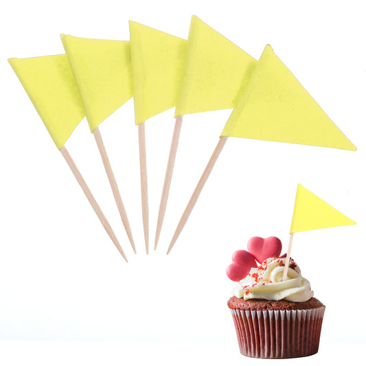 Ymapinc 100 Pcs Yellow Flag Toothpicks - Cupcake Topper Sticks for Golf Cupcake Toppers, Mini Flag Toothpicks for Masters Party Decorations & Appetizers