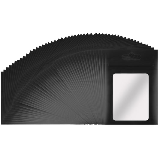 100 PCS Mylar Bags Holographic Packaging Bags, 3"X 4" Small Resealable Bags for Small Business, Foil Pouch Bags with Clear Window for Food Storage and Lipgloss, Jewelry(black)