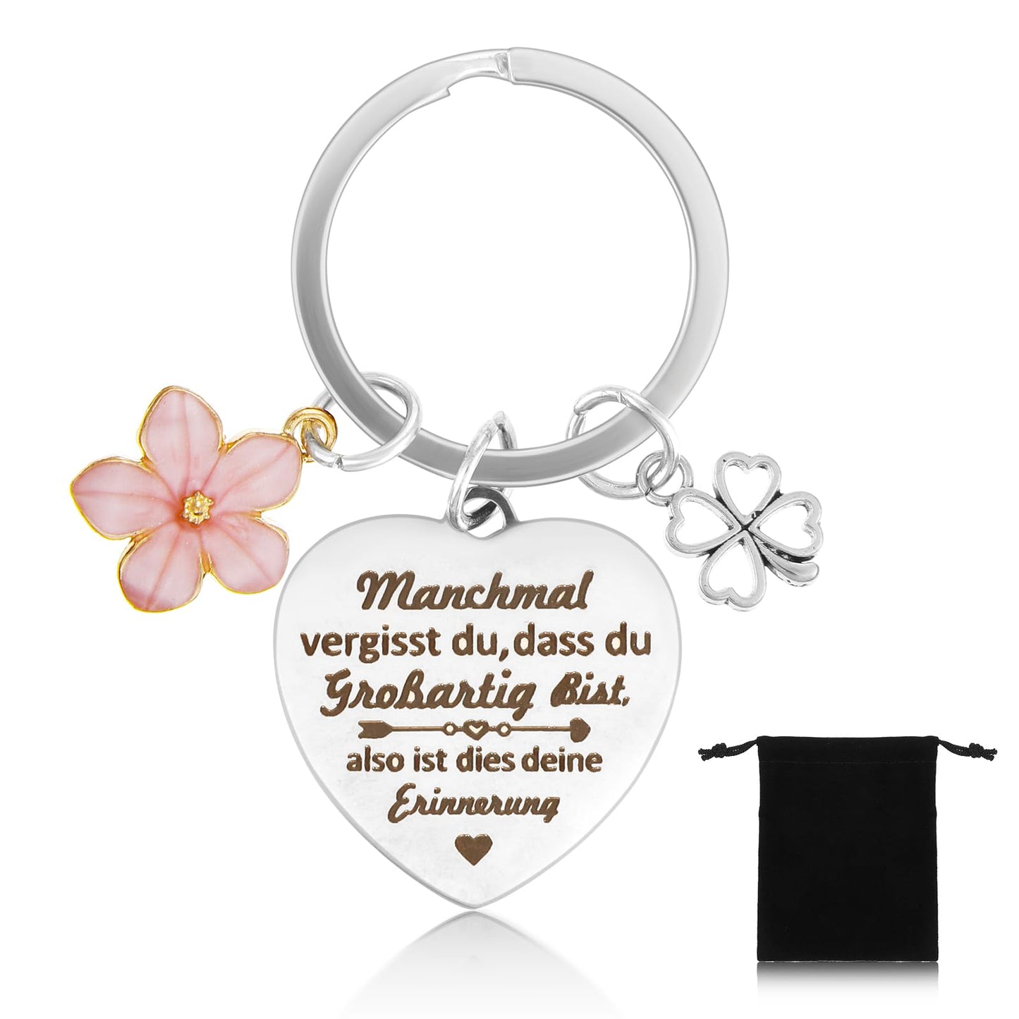 Tyqour Thank You Keyring Mum Best Friend Gift Inspirational Gifts for Women Colleague Mother Sisters Colleagues Teacher Friends Farewell Gift, silver, S