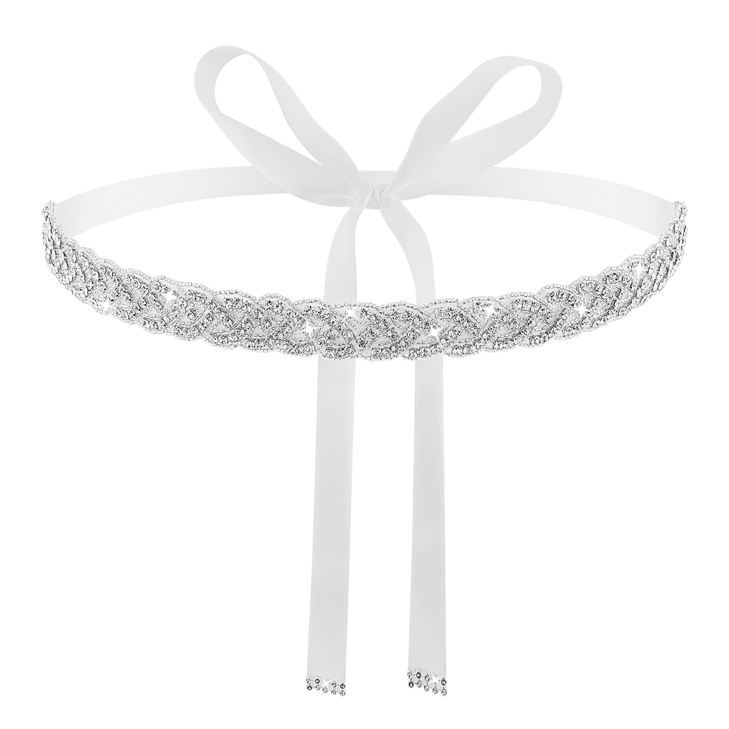Ouligay Bridal Rhinestone Belt Wedding Belt Silver Crystal Wedding Dress Belt Riboon Bridal Sash for Women Bride Bridesmaid Party Prom Wedding Dresses Accessories
