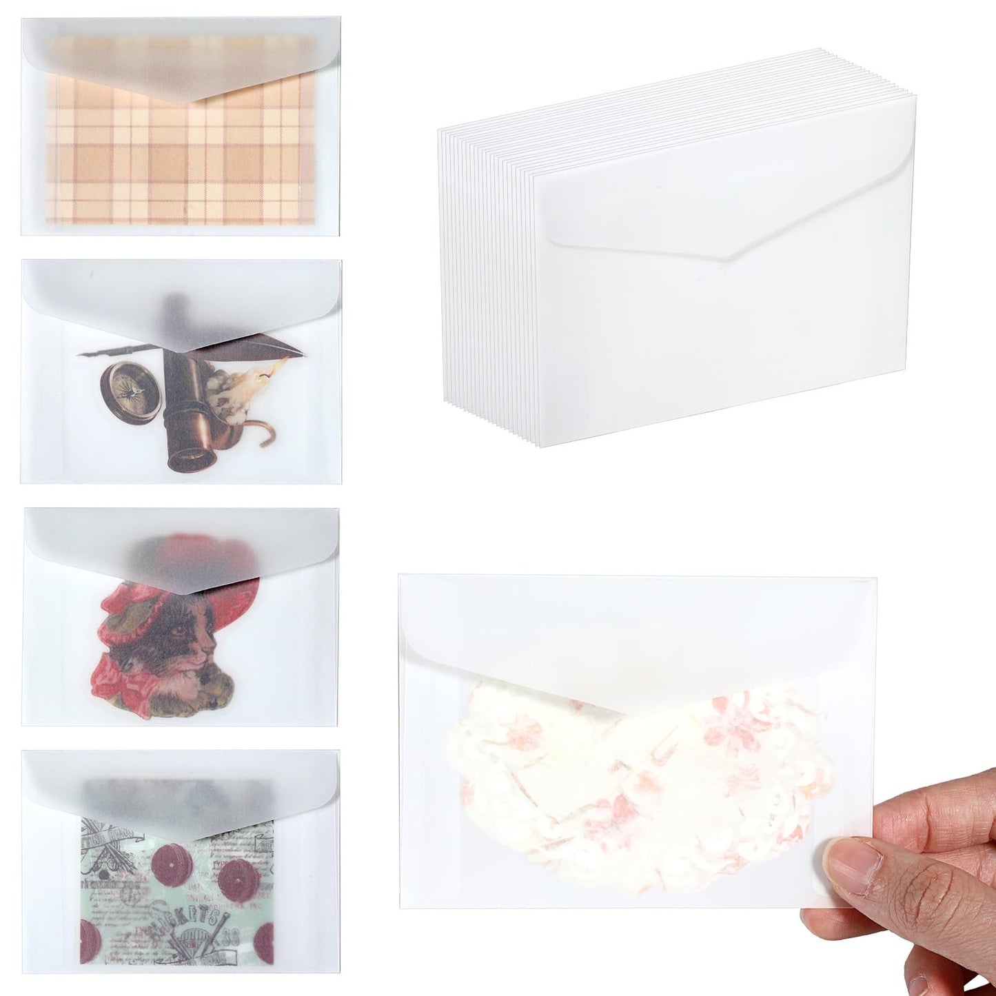 Shimmeroo 80 Pack 2.7"x3.9" Vellum Envelopes Translucent Glassine Envelopes