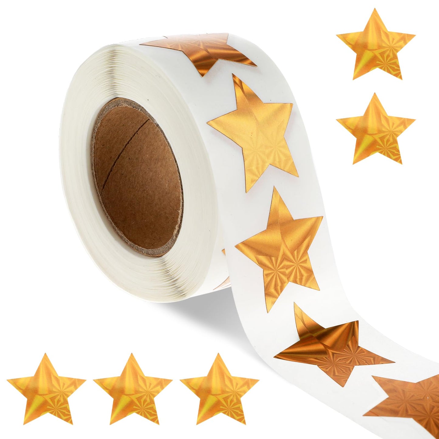 Bremorou Golden Star Stickers, 500 Pcs Holographic Gold Star Stickers for Kids Reward Small Star Stickers for Students Teacher DIY Crafts Supplies (Gold 2)
