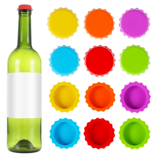 12 Pack Bottle Caps Silicone Bottle Tops Covers BPA-Free Reusable Beer Fizz Lids soda Bottle Stopper for Beverages, Leak-Proof Design, Perfect for Picnics, Beach Parties, and Kitchen Use