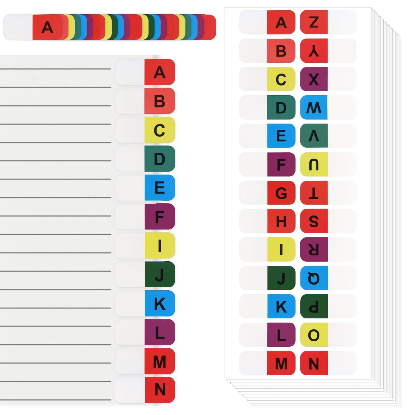 A-Z Alphabetical Index Tabs 520pcs Self-Adhesive Letter Tabs A-Z Stickers Waterproof and Transparent File Tabs Contents Index Dividers Alphabet Tabs Dividers for Notebook File Textbook Dictionary