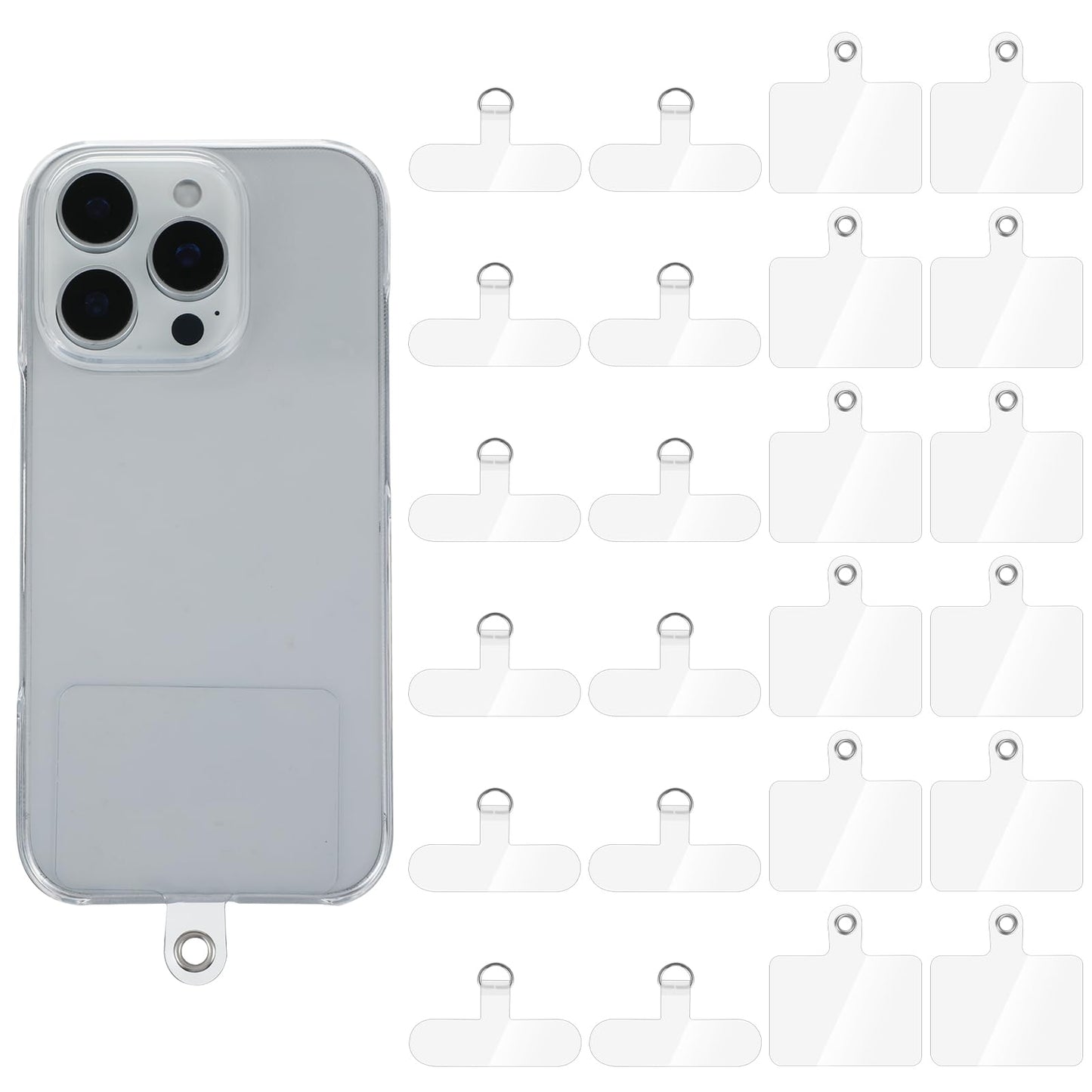 24 Pcs Phone Tether Tab, 2 sizes Non-Adhesive Lanyard Replacement Patches for Cellphone Universal Phone Lanyard Patch Without Adhesive, Compatible with Smartphone Cases