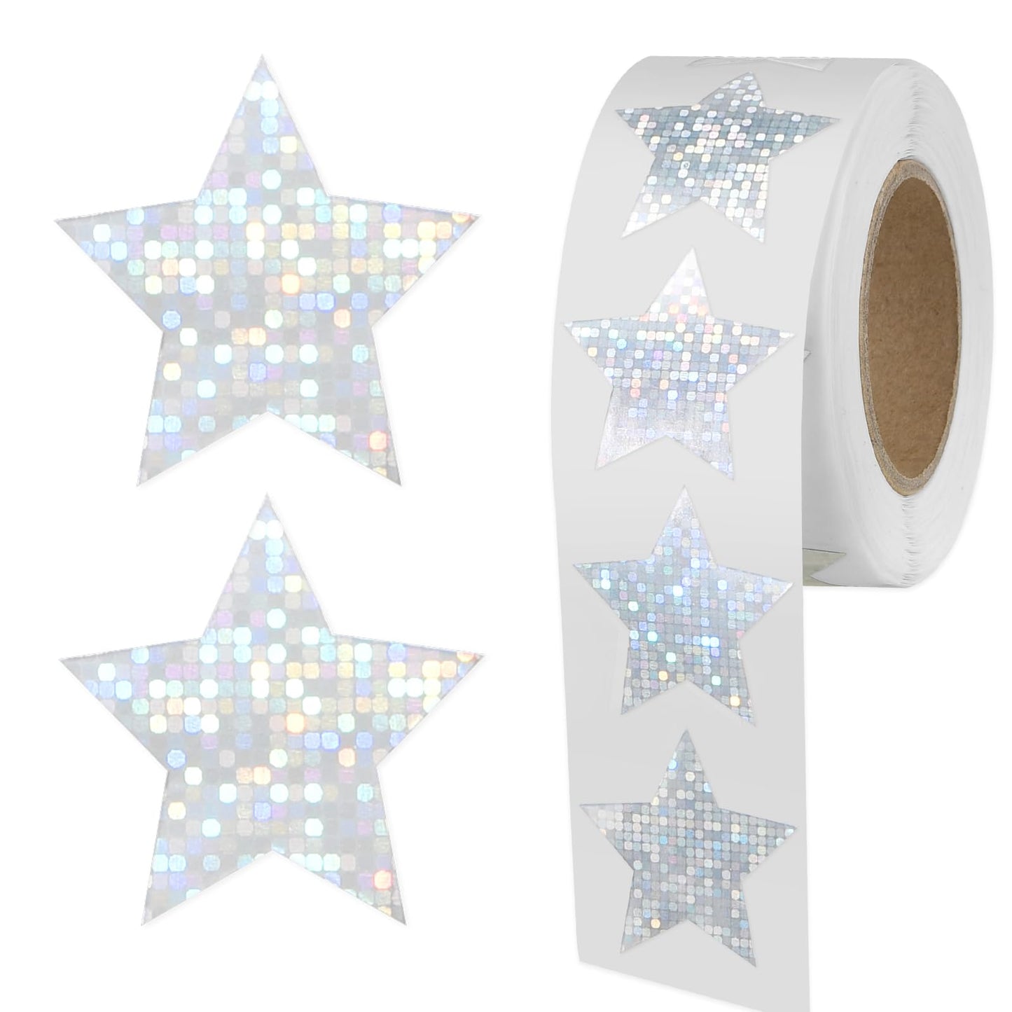 500 PCS Star Stickers for Reward Chart, 1”Silver Motivational Holographic Star Stickers Self-Adhesive Small Glitter Star Stickers for Behavior Chart, Student Planner, Classroom Teacher Supplies