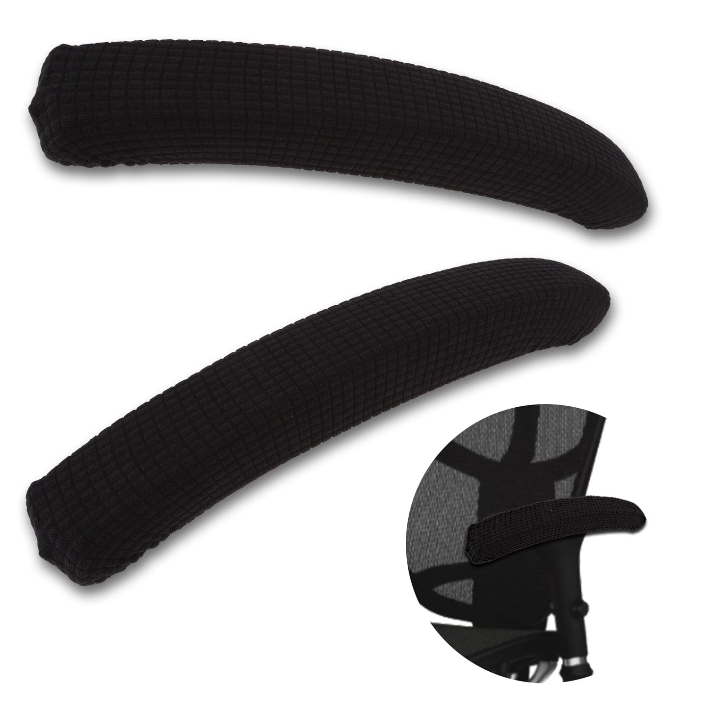 2 Pcs Office Chair Arm Covers Removable Office Chair Armrest Covers Stretch Armrest Slipcover Pads, Chair Arm Pads Arm Protector Washable Chair Arm Rest Pads Arm Covers (Black)
