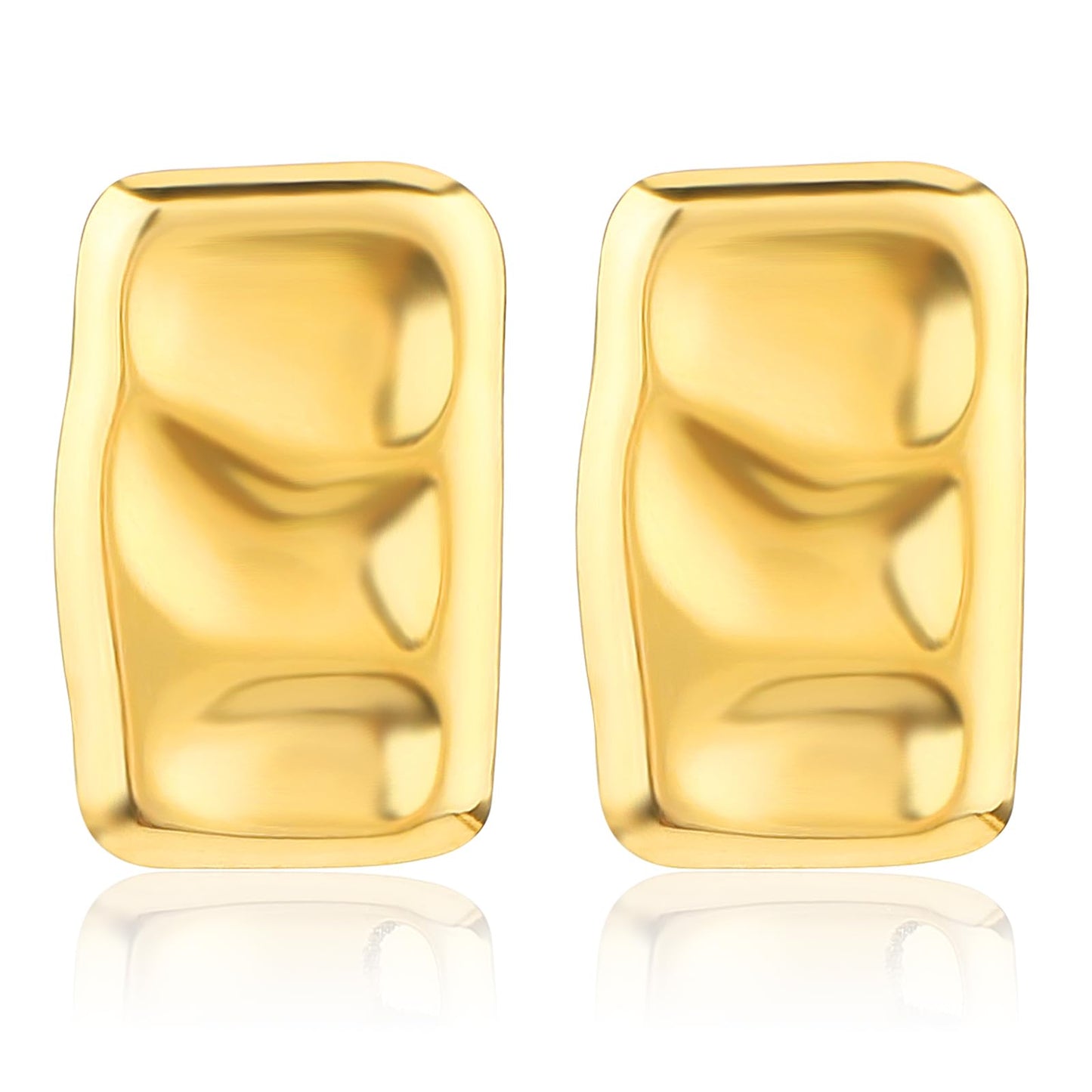 Mabor Gold Rectangle Stud Earrings Gold Large Statement Dangle Earrings Square Stud Earrings Wrinkle Geometric Earrings for Women Girls Minimalist Earrings Trendy Jewelry Gift
