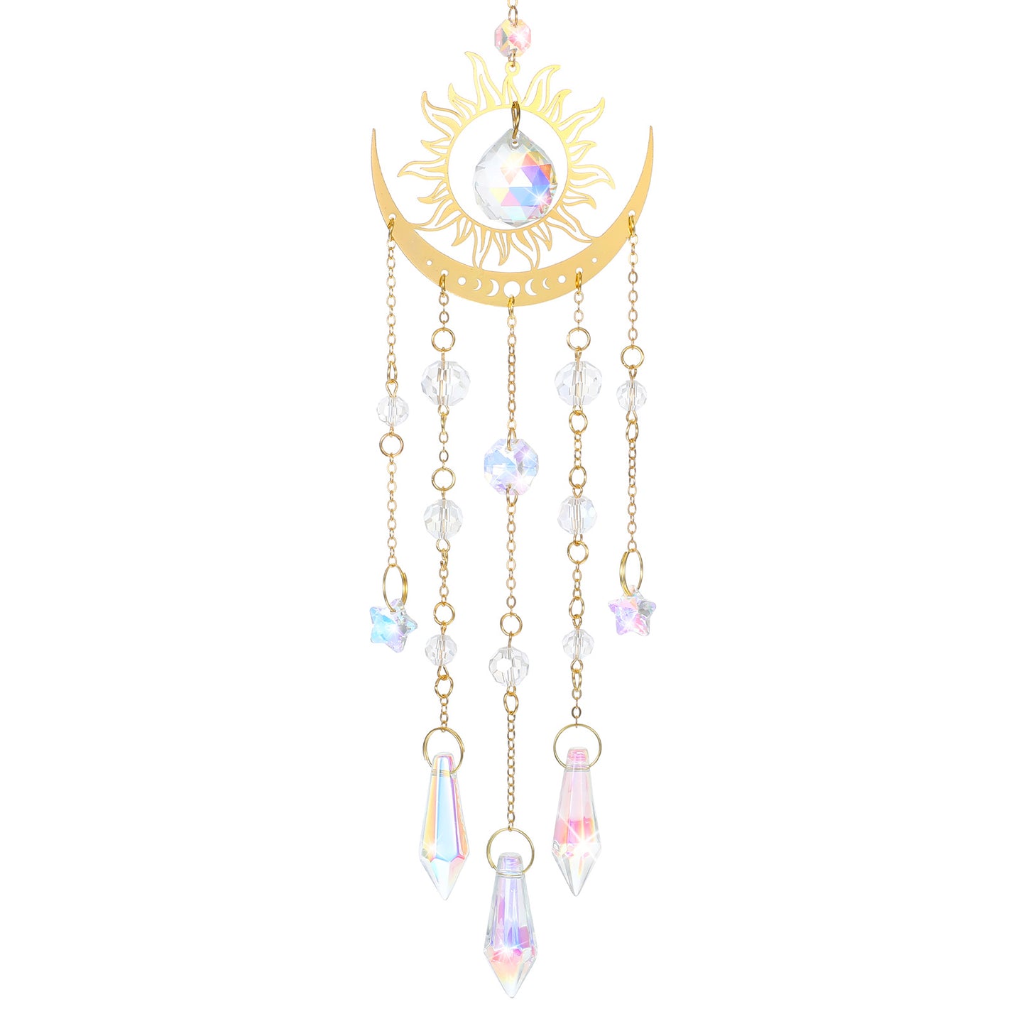 Tyqour Crystal Suncatcher for Windows Hanging Crystal Wind Chime Style Sun Catchers Indoor Outdoor Prism Home Garden Decor for Thanks Giving Valentines's and Mother's Day