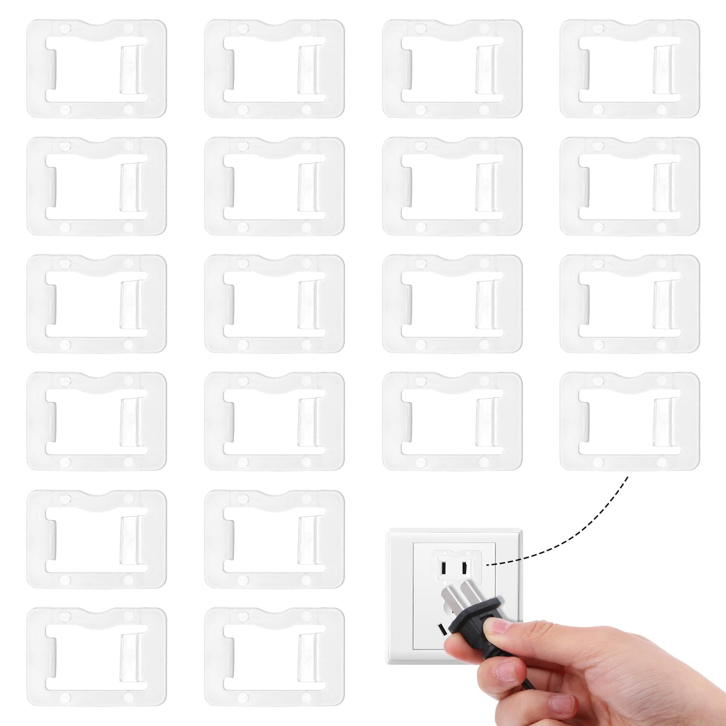 20 PCS Loose Outlet Plug Fix Outlet Tightener Snug Plugs for Loose Outlets Insert Transparent Loose Socket Insert Easily Fix Loose Outlets Make Your Loose Socket Jack Snug for Power Plug (White)