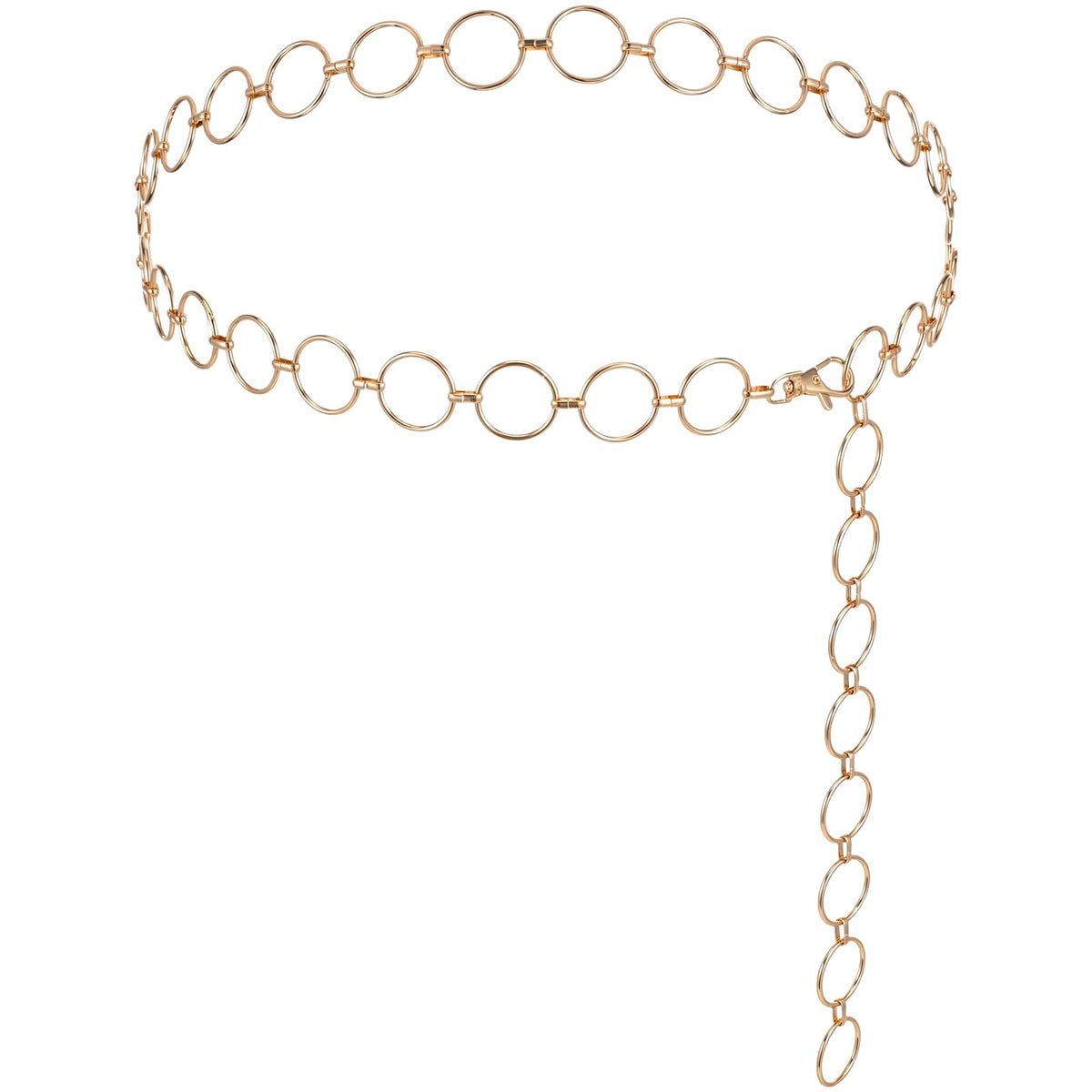 Chsoejuf Gold Waist Chain Belt for Women Fashion Adjustable Chunky Metal