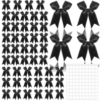 Matwsec 50PCS Black Twist Tie Bows for Gift Wrapping, 3.3 Inch Satin Ribbon Bows for DIY Treat Bags Bag Party Decorations, Wedding Decor Christmas Birthday Presents