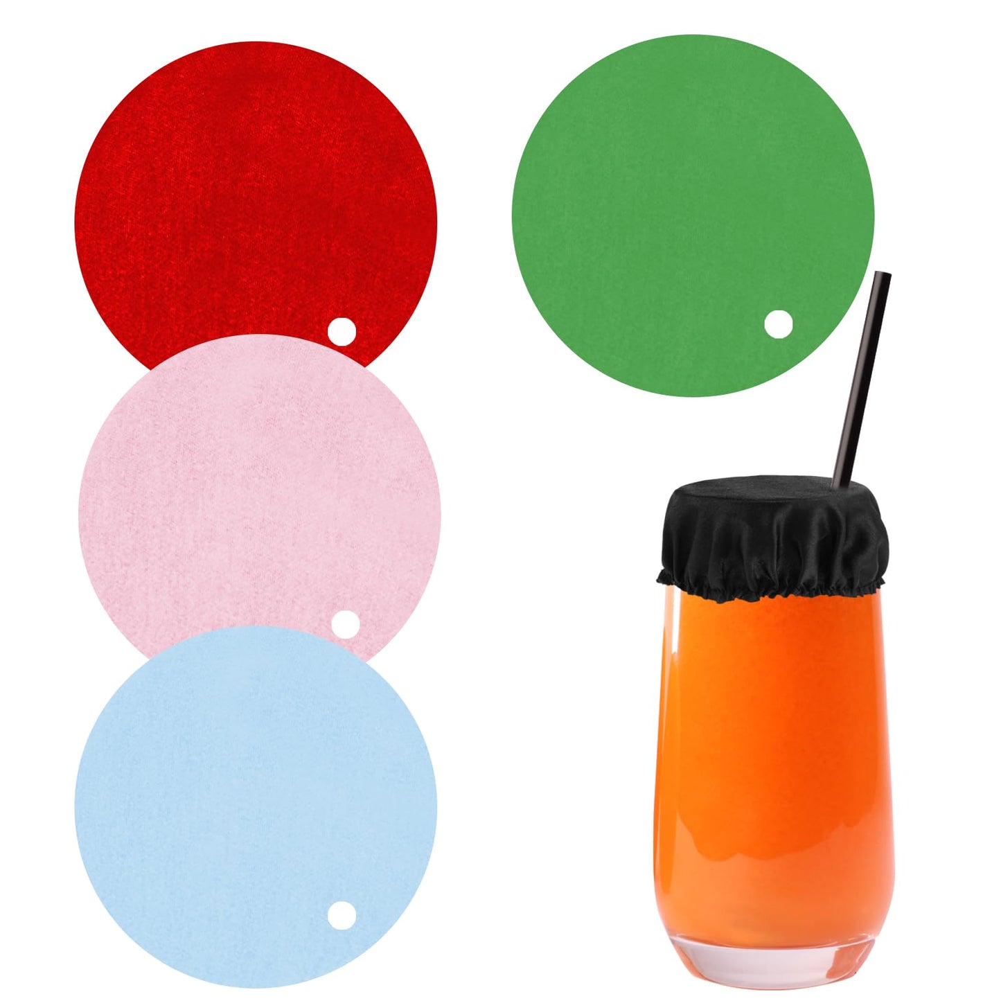 Ouligay 5Pcs Anti Spike Drink Covers Scrunchie for Alcohol Protection Reusable and Washable Drink Protector Scrunchies with Straw Hole for Women at Bar Party