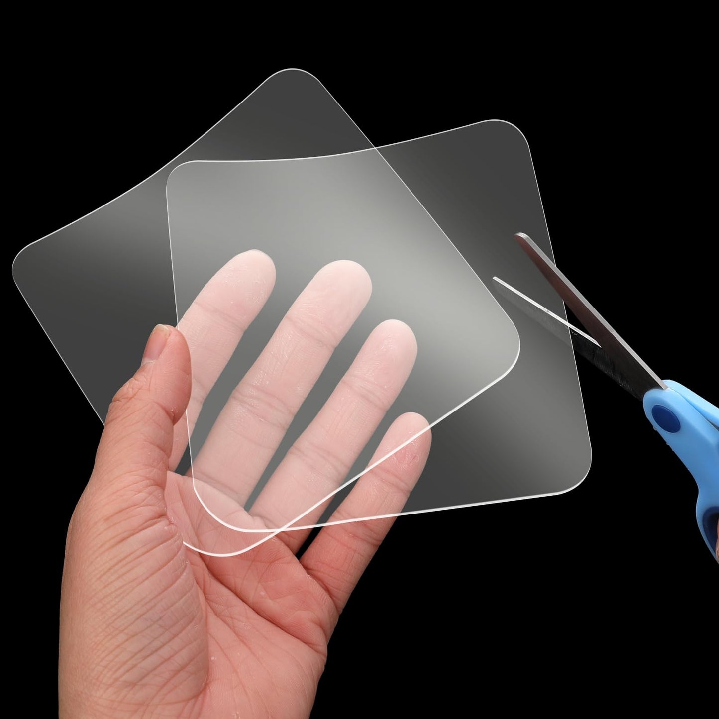 2PCS Cuttable Cabinet Door Bumpers Clear, Adhesive Pads for Mounting Adhesive Tape Heavy Duty Transparent Tape for Glass Countertops Cutting Boards Metal Picture Frames Furniture Laptop(15×15cm)