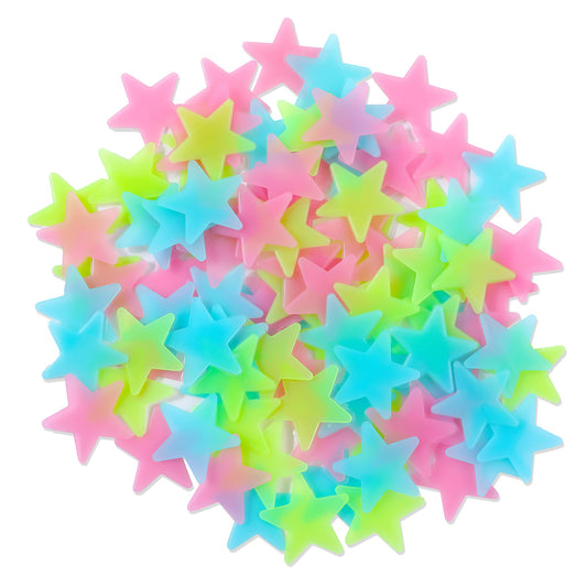 100 PCS Glow in the Dark Stars Colorful 3D Luminous Ceiling Glow in the Dark Stars Murals Decals, Fluorescent Noctilucent Wall Glow Stars Stickers for Kids Babys Bedroom Room | Strong Glow Longlasting