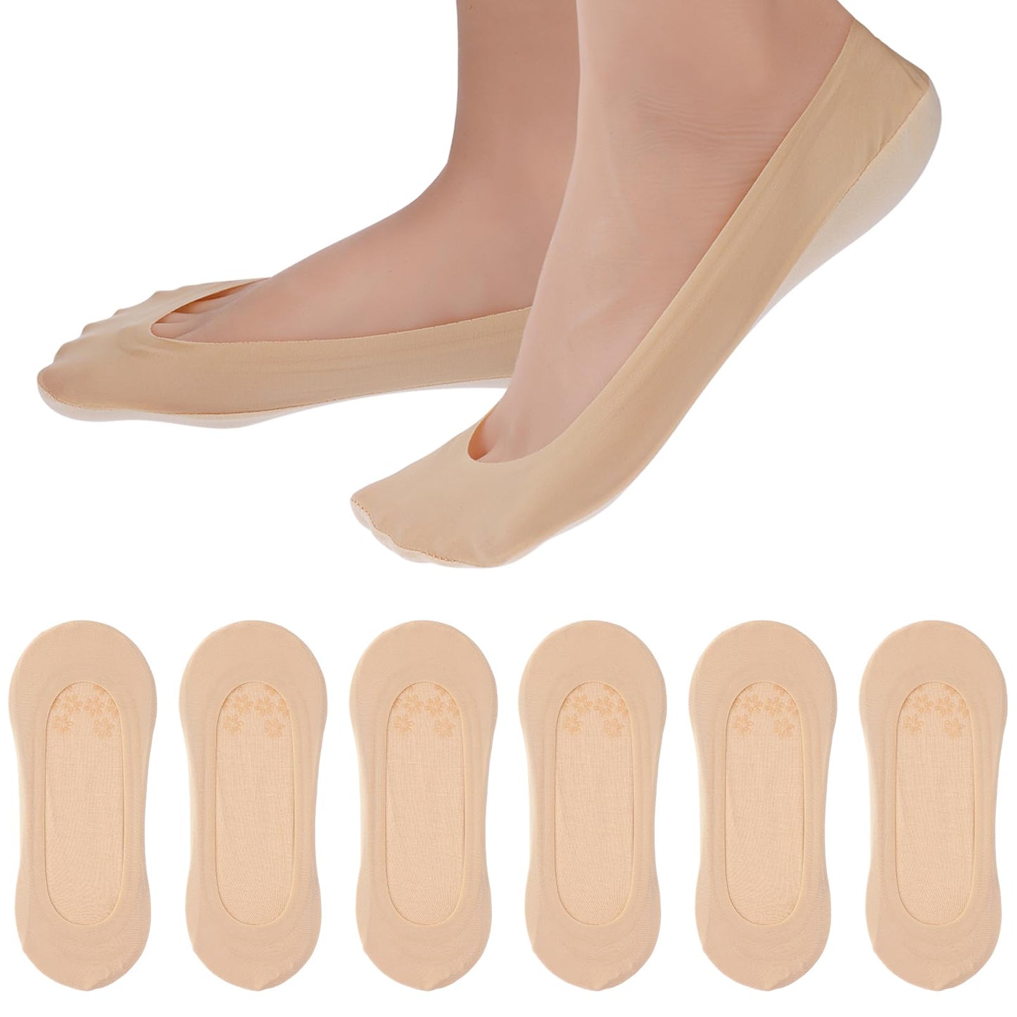 Teaaha 6 PCS Ballet Socks, No Show Socks for Flats, Invisible Socks Women Trainer Socks, Non Slip Low Socks for Women, Ladies Trainer Sneaker Socks No Show Socks Womens Ballet Socks for Women